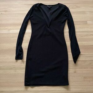 Sexy Little Black Dress with Mesh long Sleeves and wire at cleavage